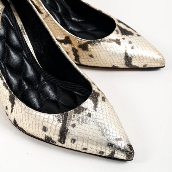 Brian Atwood Gold Snakeskin Pumps - Picture 6 of 9